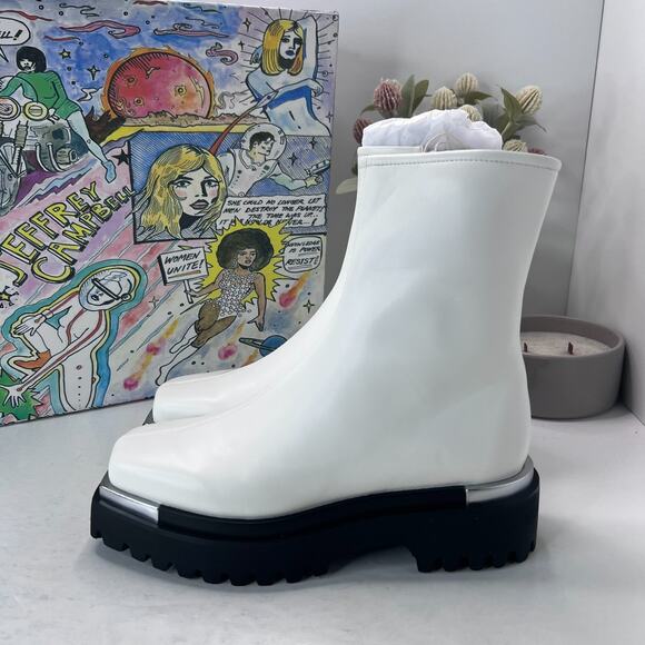 Jeffrey Campbell Devout White Platform Boots Ankle Lug Sole Womens 36M/6 NWB - Picture 1 of 10
